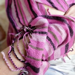 Pink Striped Shawl, 23x62
